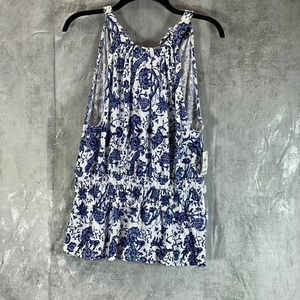 INC International Concepts Women's Batik Scene Cotton Mock-Neck Top SZ M